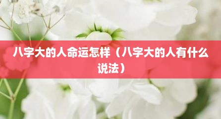 八字大的人命运怎样（八字大的人有什么说法）