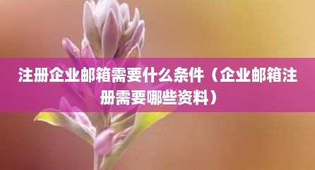 注册企业邮箱需要什么条件（企业邮箱注册需要哪些资料）