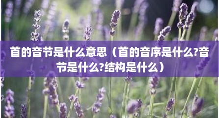 首的音节是什么意思（首的音序是什么?音节是什么?结构是什么）