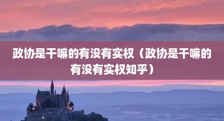 政协是干嘛的有没有实权（政协是干嘛的有没有实权知乎）