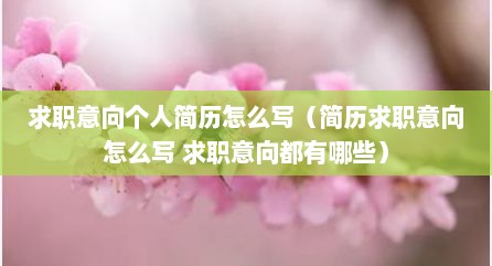 求职意向个人简历怎么写（简历求职意向怎么写 求职意向都有哪些）
