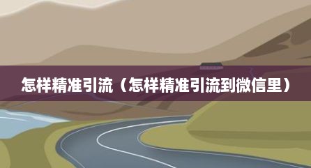 怎样精准引流（怎样精准引流到微信里）