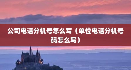 公司电话分机号怎么写（单位电话分机号码怎么写）