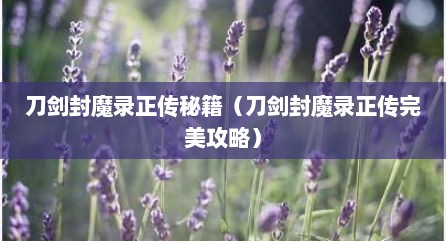 刀剑封魔录正传秘籍（刀剑封魔录正传完美攻略）