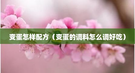 变蛋怎样配方（变蛋的调料怎么调好吃）