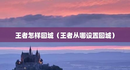 王者怎样回城（王者从哪设置回城）