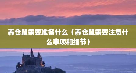 养仓鼠需要准备什么（养仓鼠需要注意什么事项和细节）