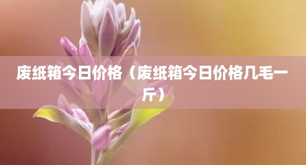 废纸箱今日价格（废纸箱今日价格几毛一斤）