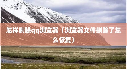 怎样删除qq浏览器（浏览器文件删除了怎么恢复）