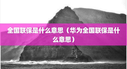 全国联保是什么意思（华为全国联保是什么意思）