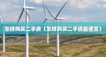 怎样购买二手房（怎样购买二手房最便宜）