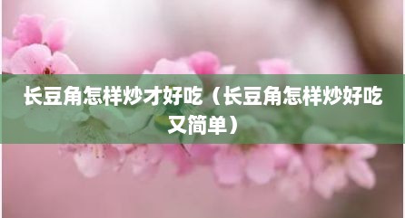 长豆角怎样炒才好吃（长豆角怎样炒好吃又简单）
