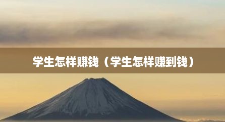 学生怎样赚钱（学生怎样赚到钱）