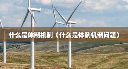 什么是体制机制（什么是体制机制问题）