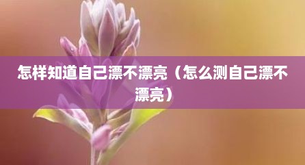 怎样知道自己漂不漂亮（怎么测自己漂不漂亮）