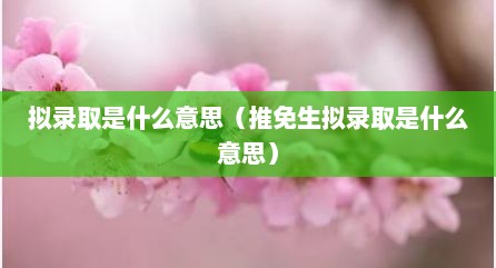 拟录取是什么意思（推免生拟录取是什么意思）