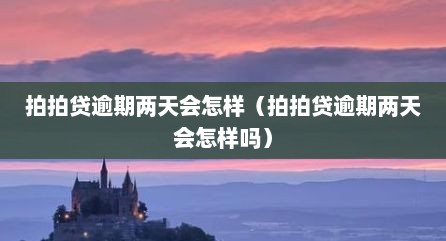 拍拍贷逾期两天会怎样（拍拍贷逾期两天会怎样吗）