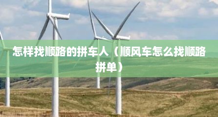 怎样找顺路的拼车人（顺风车怎么找顺路拼单）
