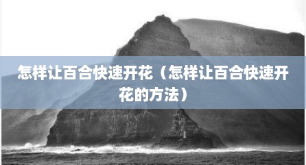 怎样让百合快速开花（怎样让百合快速开花的方法）