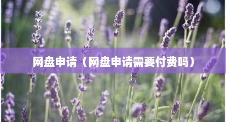 网盘申请（网盘申请需要付费吗）