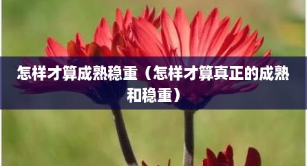 怎样才算成熟稳重（怎样才算真正的成熟和稳重）