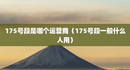 175号段是哪个运营商（175号段一般什么人用）