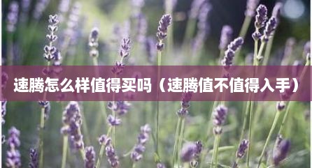 速腾怎么样值得买吗（速腾值不值得入手）