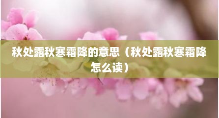 秋处露秋寒霜降的意思（秋处露秋寒霜降怎么读）