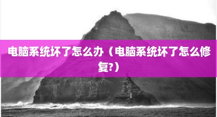 电脑系统坏了怎么办（电脑系统坏了怎么修复?）