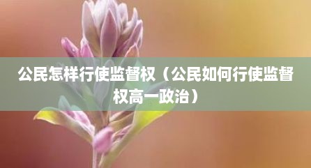 公民怎样行使监督权（公民如何行使监督权高一政治）