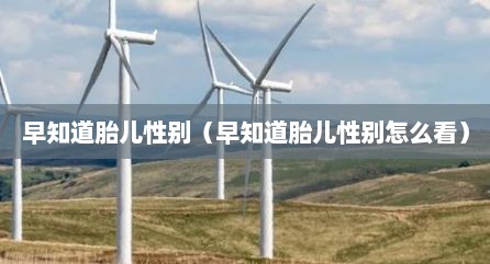 早知道胎儿性别（早知道胎儿性别怎么看）