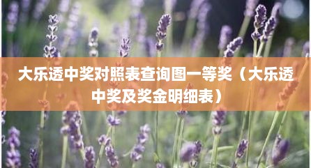 大乐透中奖对照表查询图一等奖（大乐透中奖及奖金明细表）