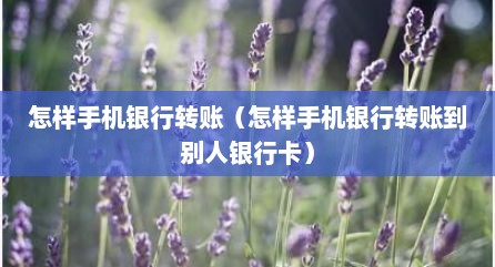 怎样手机银行转账（怎样手机银行转账到别人银行卡）