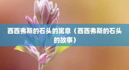 西西弗斯的石头的寓意（西西弗斯的石头的故事）