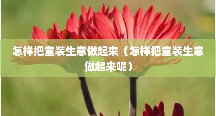 怎样把童装生意做起来（怎样把童装生意做起来呢）