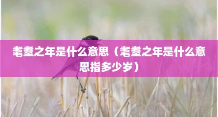 耄耋之年是什么意思（耄耋之年是什么意思指多少岁）