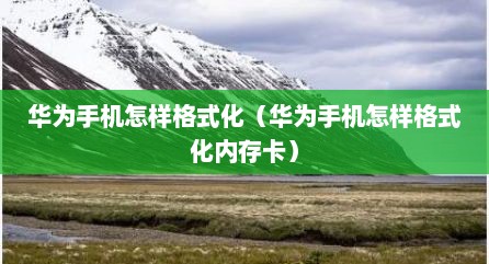 华为手机怎样格式化（华为手机怎样格式化内存卡）