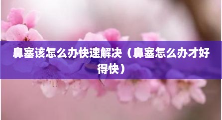 鼻塞该怎么办快速解决（鼻塞怎么办才好得快）