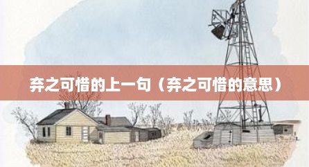 弃之可惜的上一句（弃之可惜的意思）
