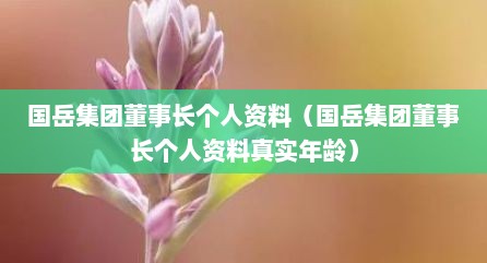 国岳集团董事长个人资料（国岳集团董事长个人资料真实年龄）