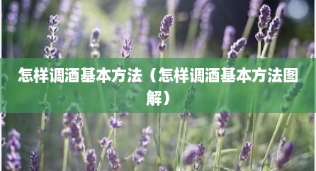 怎样调酒基本方法（怎样调酒基本方法图解）