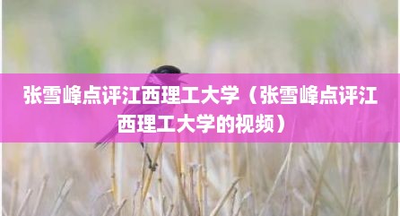 张雪峰点评江西理工大学（张雪峰点评江西理工大学的视频）