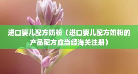 进口婴儿配方奶粉（进口婴儿配方奶粉的产品配方应当经海关注册）