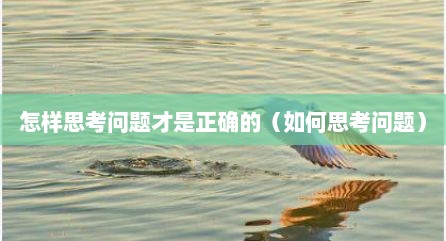 怎样思考问题才是正确的（如何思考问题）