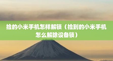 捡的小米手机怎样解锁（捡到的小米手机怎么解除设备锁）
