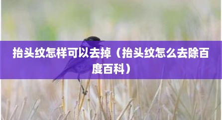 抬头纹怎样可以去掉（抬头纹怎么去除百度百科）