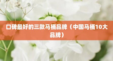 口碑最好的三款马桶品牌（中国马桶10大品牌）