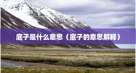 底子是什么意思（底子的意思解释）