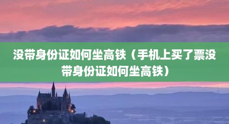 没带身份证如何坐高铁（手机上买了票没带身份证如何坐高铁）