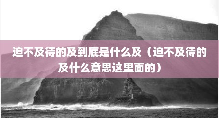 迫不及待的及到底是什么及（迫不及待的及什么意思这里面的）